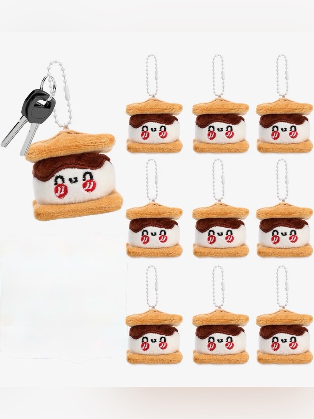 Cute Positive S'mores Keychain -Thank you gifts 10 pk